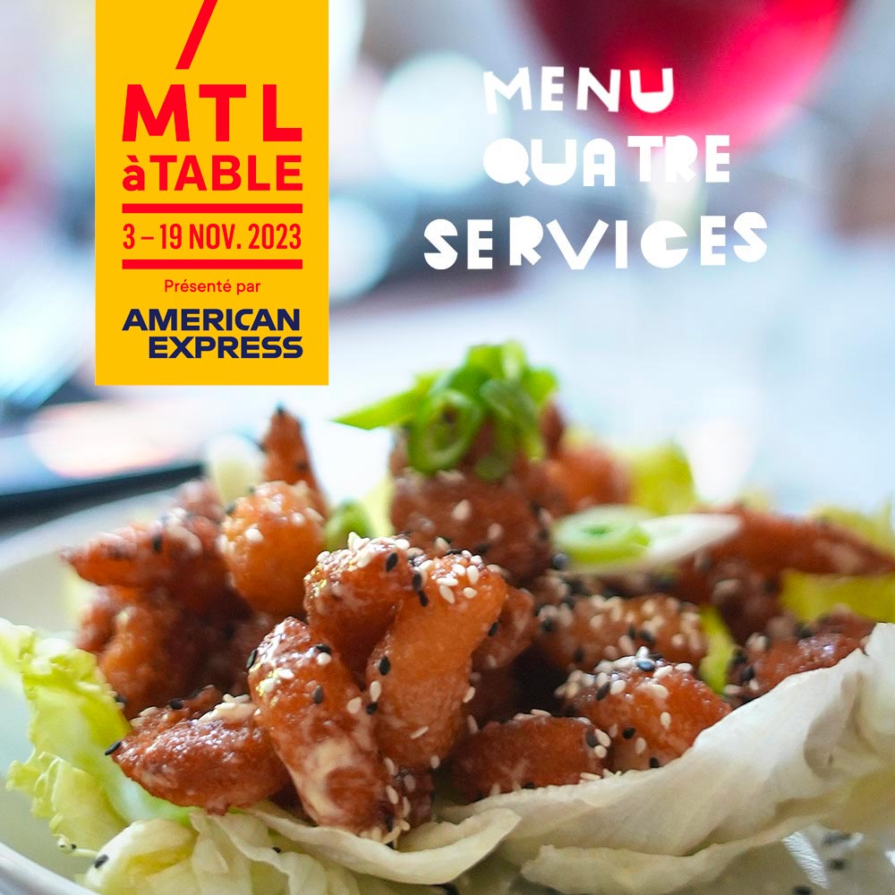 MTL à table menu quatre services au Polisson avec crevettes bang bang
